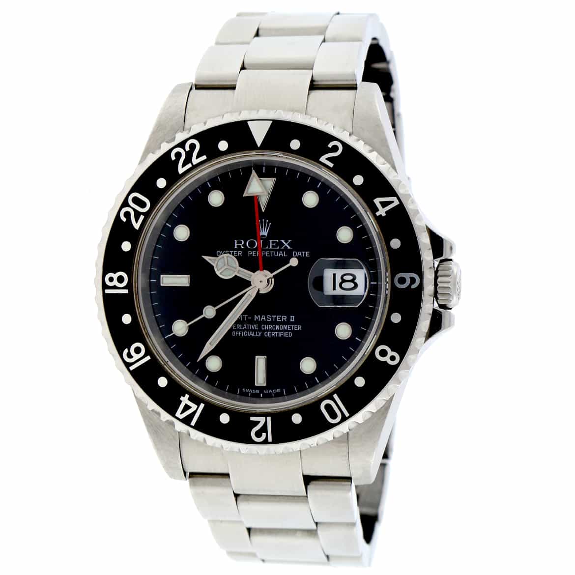 Rolex GMT-Master II Black Dial 40MM Automatic Stainless Steel Mens Watch 16710