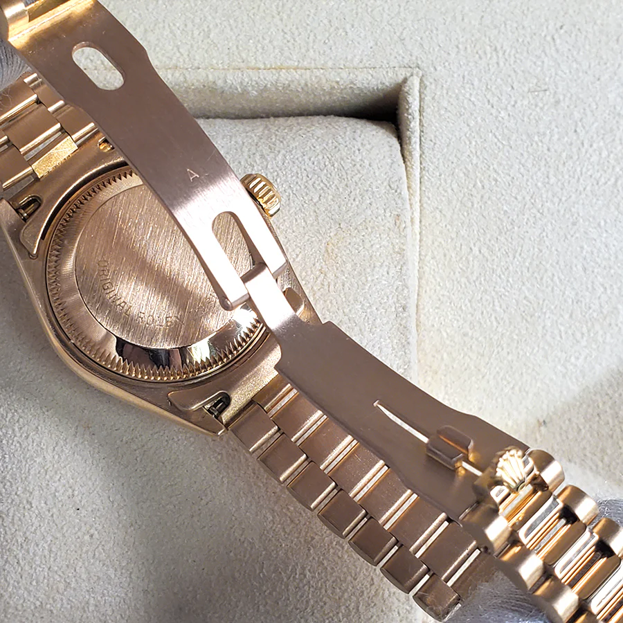 Rolex Ladies President 26mm Factory Champagne Diamond Dial Yellow Gold Watch 69178 - Image 6