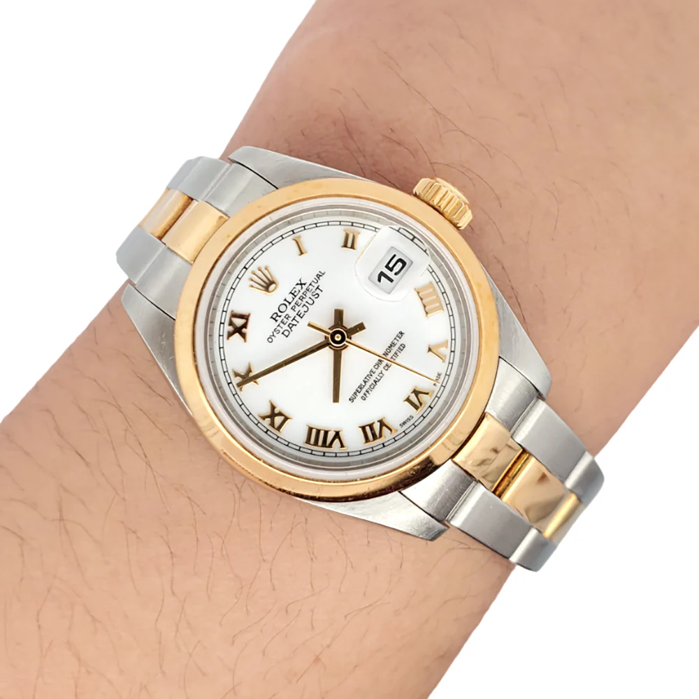 Rolex Lady Datejust 26mm 2-Tone 79163 White Roman Dial Yellow Gold/Steel Oyster Watch - Image 2