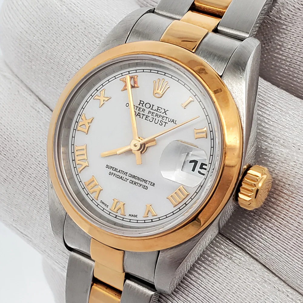 Rolex Lady Datejust 26mm 2-Tone 79163 White Roman Dial Yellow Gold/Steel Oyster Watch - Image 3