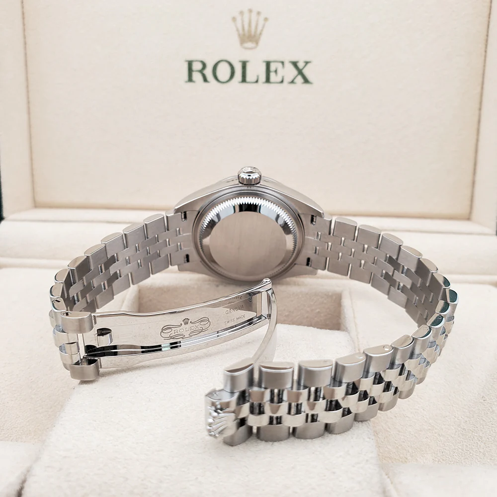 Rolex Lady-Datejust 28mm 279160 Pink Roman Dial Stainless Steel Jubilee Watch 2022 Box Papers - Image 7