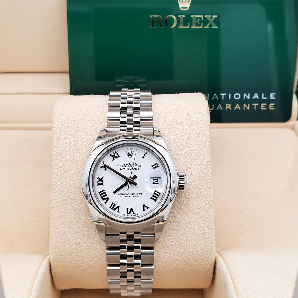 Rolex Lady-Datejust 28mm 279160 White Roman Dial Steel Jubilee Watch 2023 Box Papers