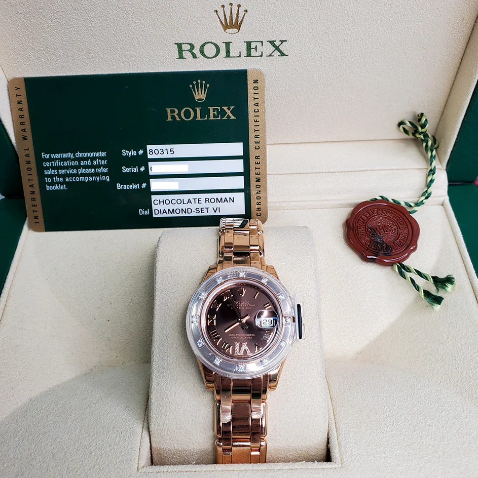 Rolex Lady Datejust Pearlmaster 29mm Factory Chocolate Roman Dial Rose Gold Watch Box Papers - Image 7