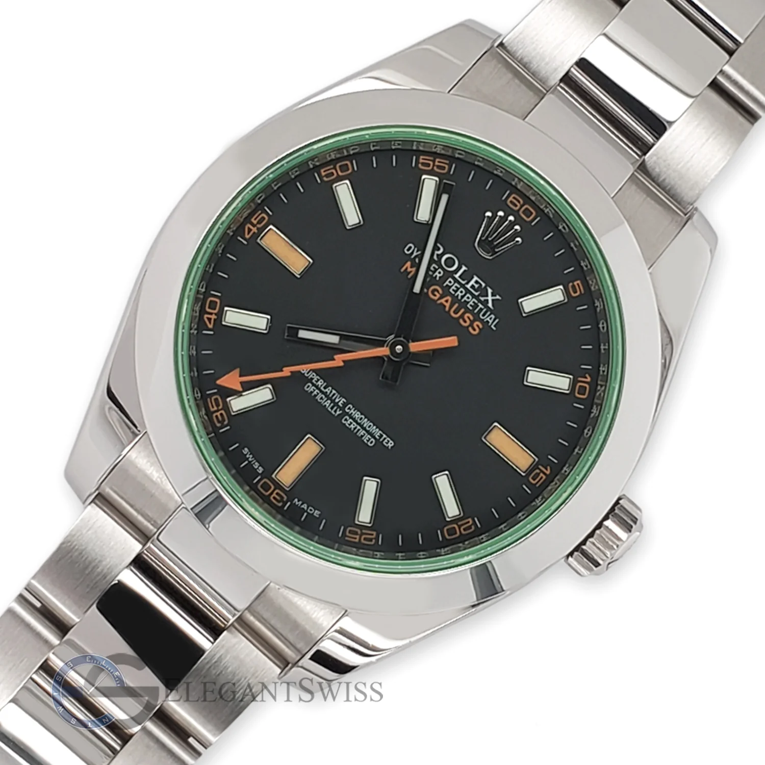 Rolex Milgauss 40MM 116400GV Green Crystal Black Stick Dial Steel Watch