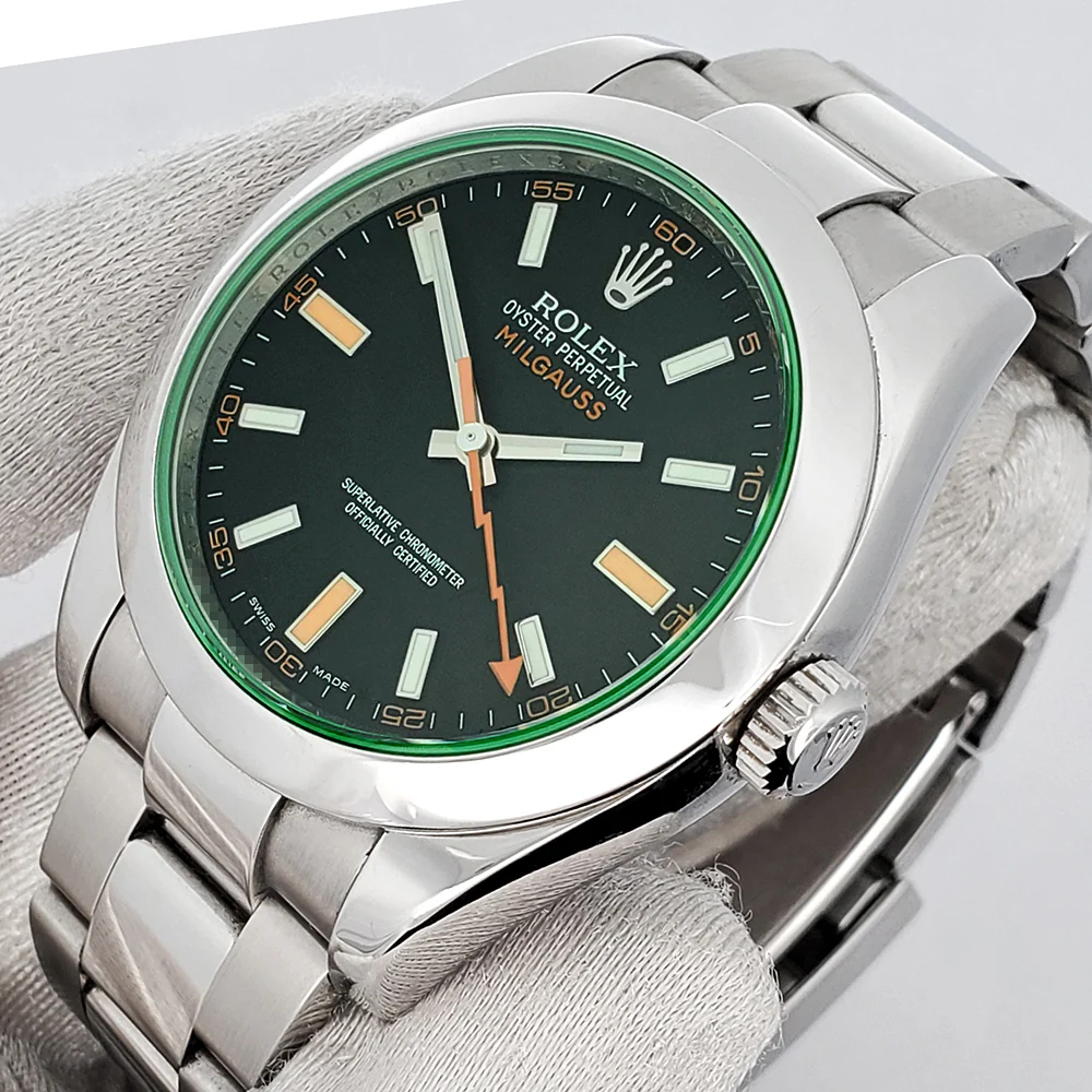 Rolex Milgauss 40mm 116400GV Green Crystal Steel Watch Box Papers - Image 2