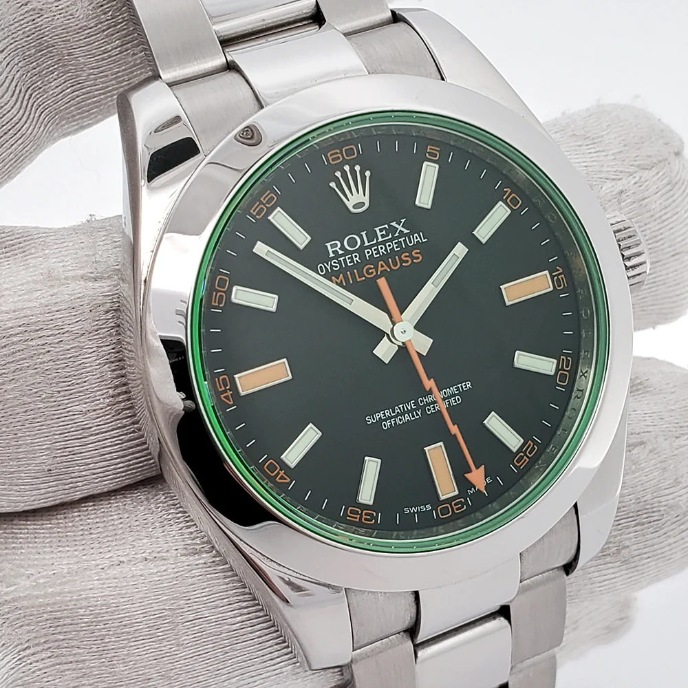 Rolex Milgauss 40mm Black Dial 116400GV Green Crystal Steel Watch Box Papers - Image 2