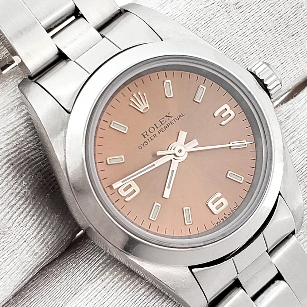 Rolex Oyster Perpetual 25mm Salmon Arabic Steel Oyster Watch 76080 - Image 2