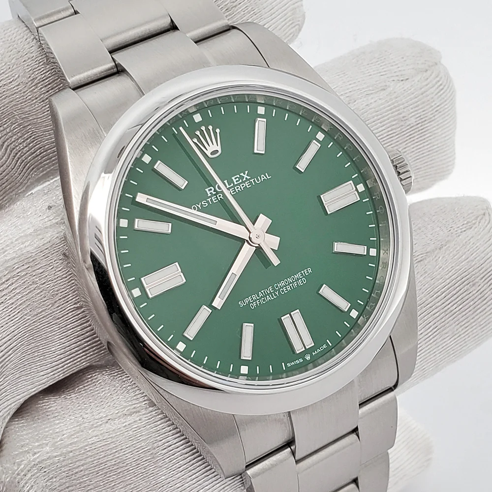 Rolex Oyster Perpetual 41mm 124300 Green Index Dial Stainless Steel Watch 2022 Box Papers - Image 2