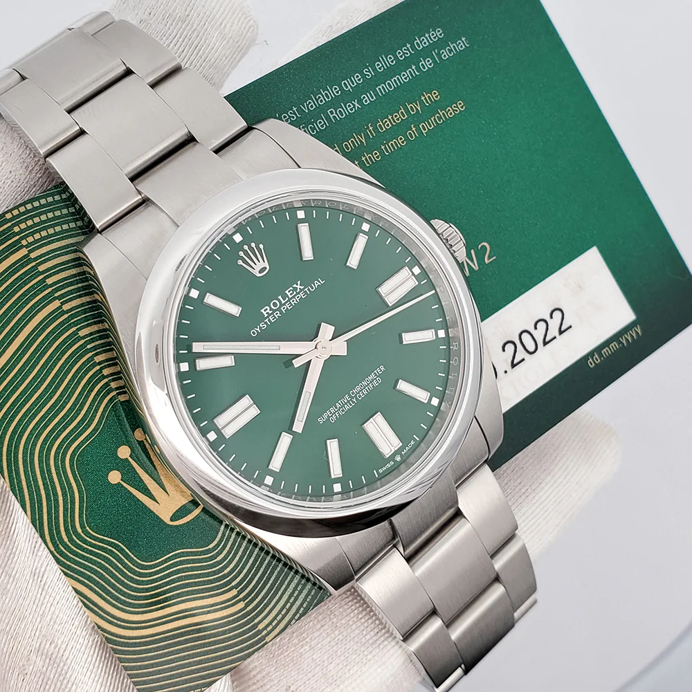 Rolex Oyster Perpetual 41mm 124300 Green Index Dial Stainless Steel Watch 2022 Box Papers - Image 3