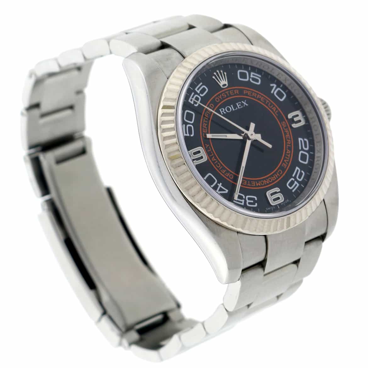 Rolex Oyster Perpetual Black & Orange Arabic Dial 36MM Automatic Stainless Steel Mens Watch 116034 - Image 11