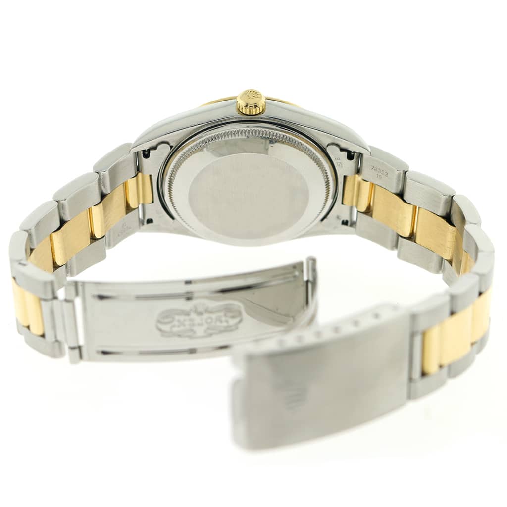Rolex Oyster Perpetual Date 2-Tone 18K Yellow Gold/Stainless Steel 34MM Champagne Stick Dial Watch 15223 - Image 9