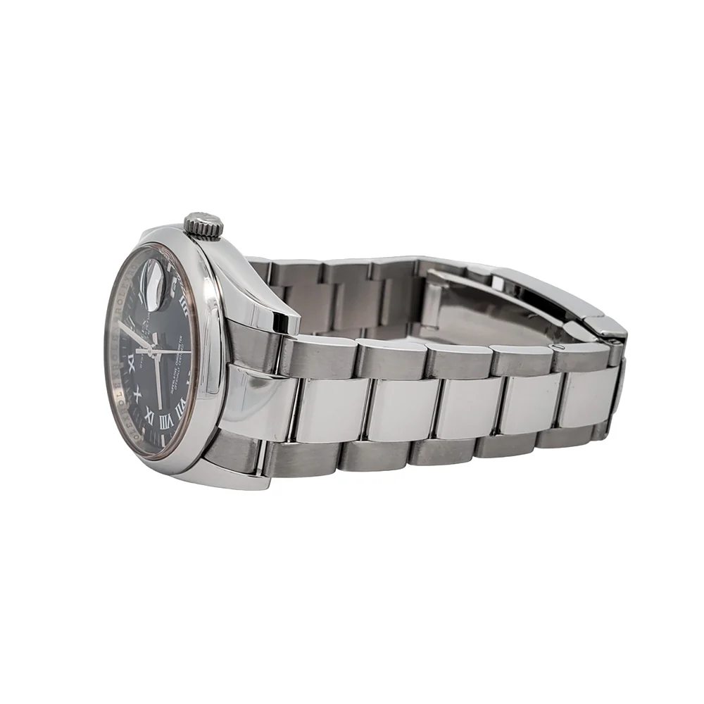 Rolex Oyster Perpetual Date 34mm 115200 Black Roman Dial Steel Oyster Watch Box Papers - Image 5