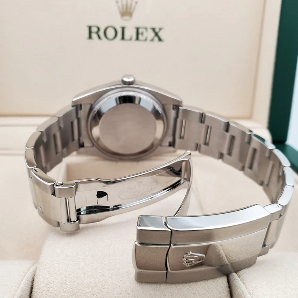 Rolex Oyster Perpetual Date 34mm 115200 Black Roman Dial Steel Oyster Watch Box Papers - Image 7
