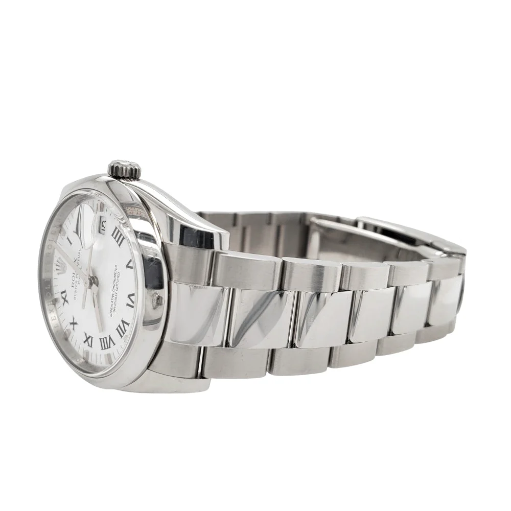 Rolex Oyster Perpetual Date 34mm 115200 White Roman Dial Stainless Steel Oyster Watch 2021 Box Papers - Image 4