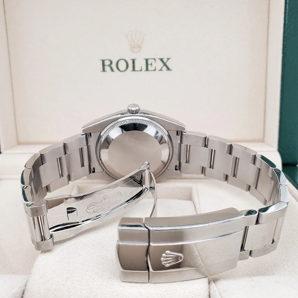 Rolex Oyster Perpetual Date 34mm 115200 White Roman Dial Stainless Steel Oyster Watch 2021 Box Papers - Image 6