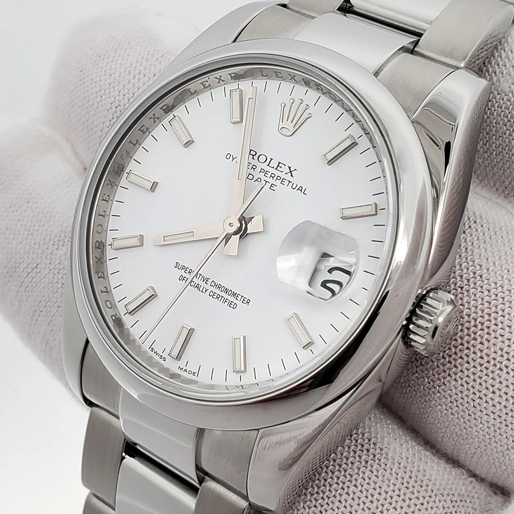Rolex Oyster Perpetual Date 34mm 115200 White Steel Oyster Watch - Image 2