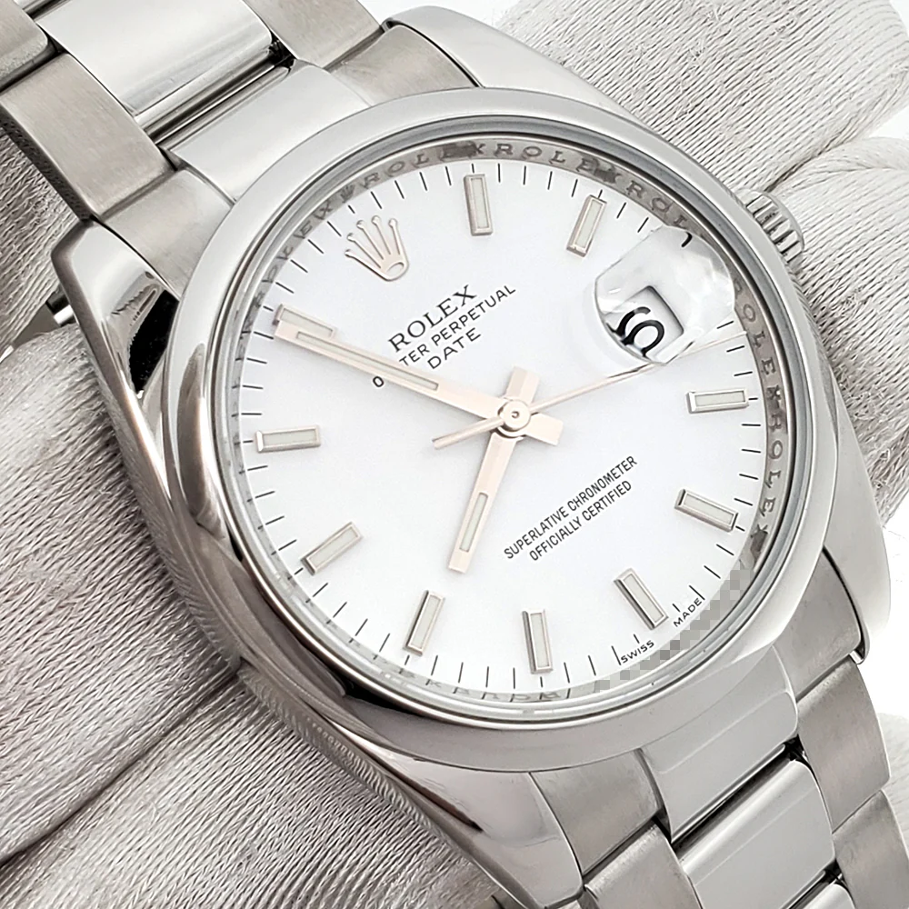 Rolex Oyster Perpetual Date 34mm 115200 White Steel Oyster Watch - Image 3