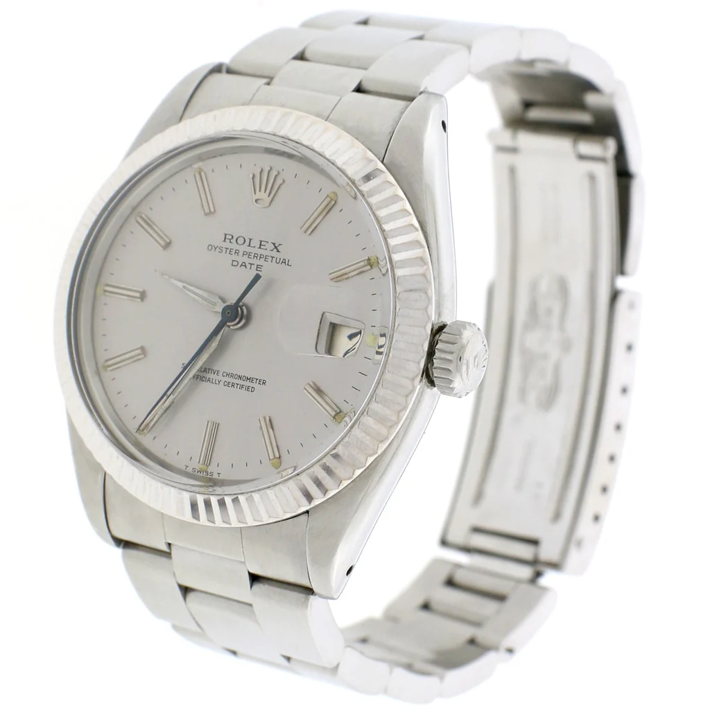 Rolex Oyster Perpetual Date 34mm Silver Index Dial Automatic Stainless Steel Watch 1500 - Image 3