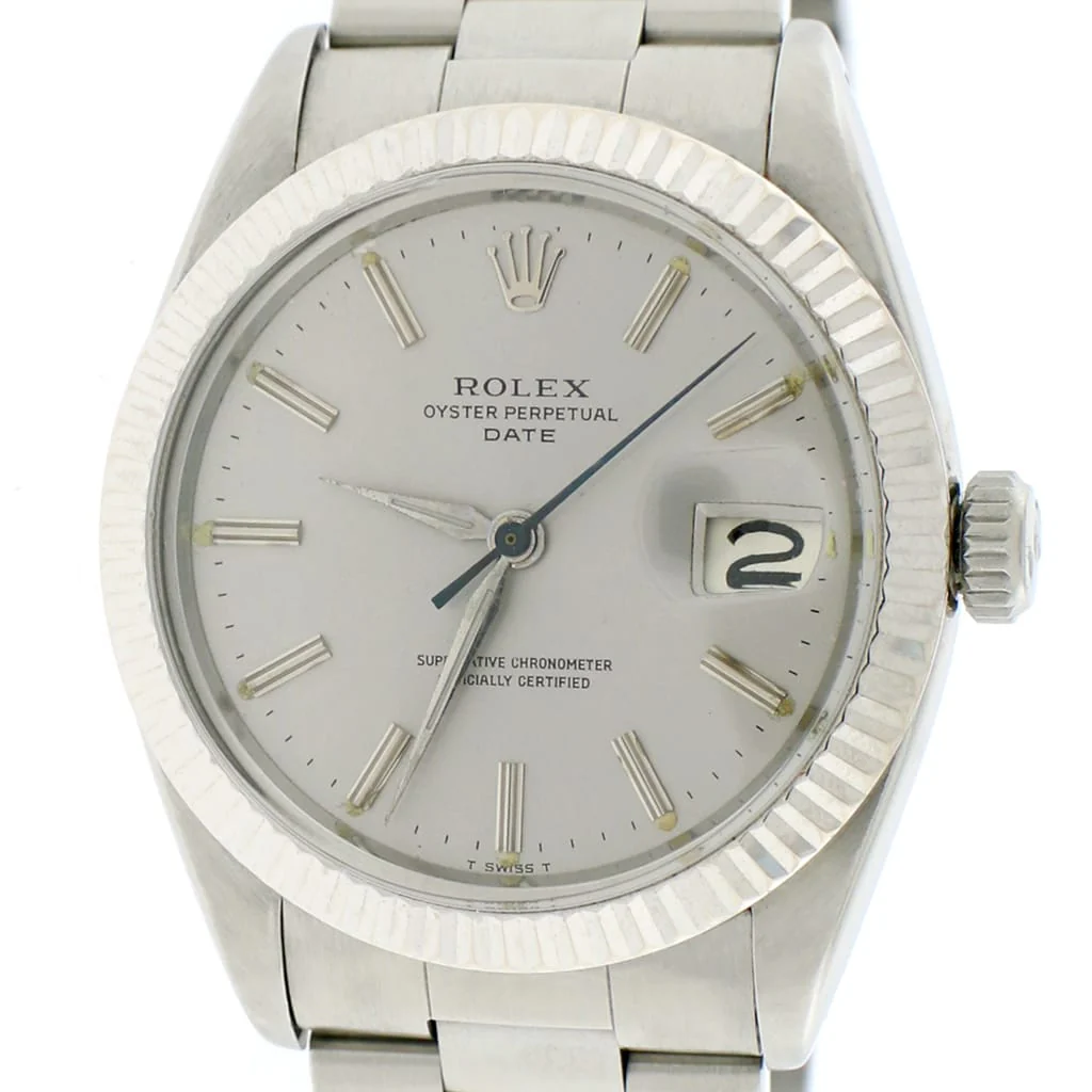 Rolex Oyster Perpetual Date 34mm Silver Index Dial Automatic Stainless Steel Watch 1500 - Image 4