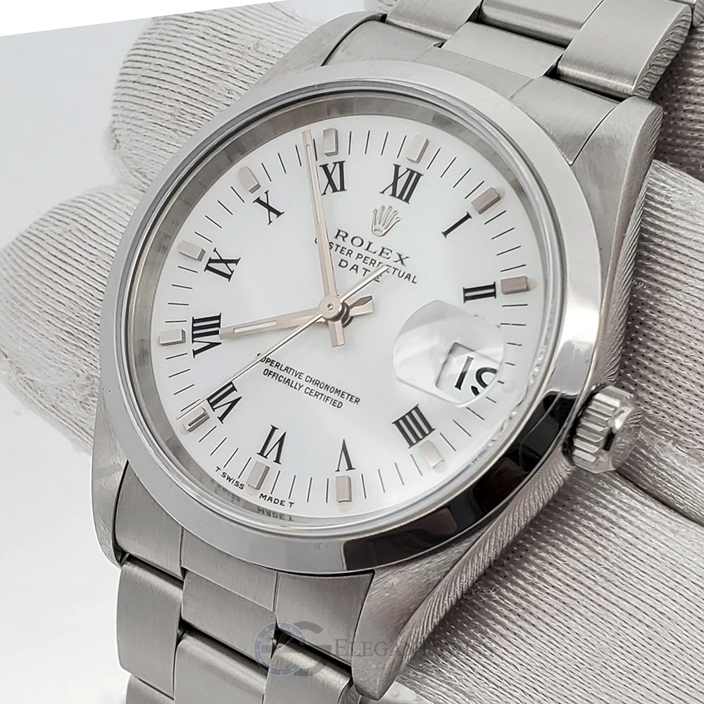 Rolex Oyster Perpetual Date 34mm Stainless Steel Smooth Bezel Watch 15200