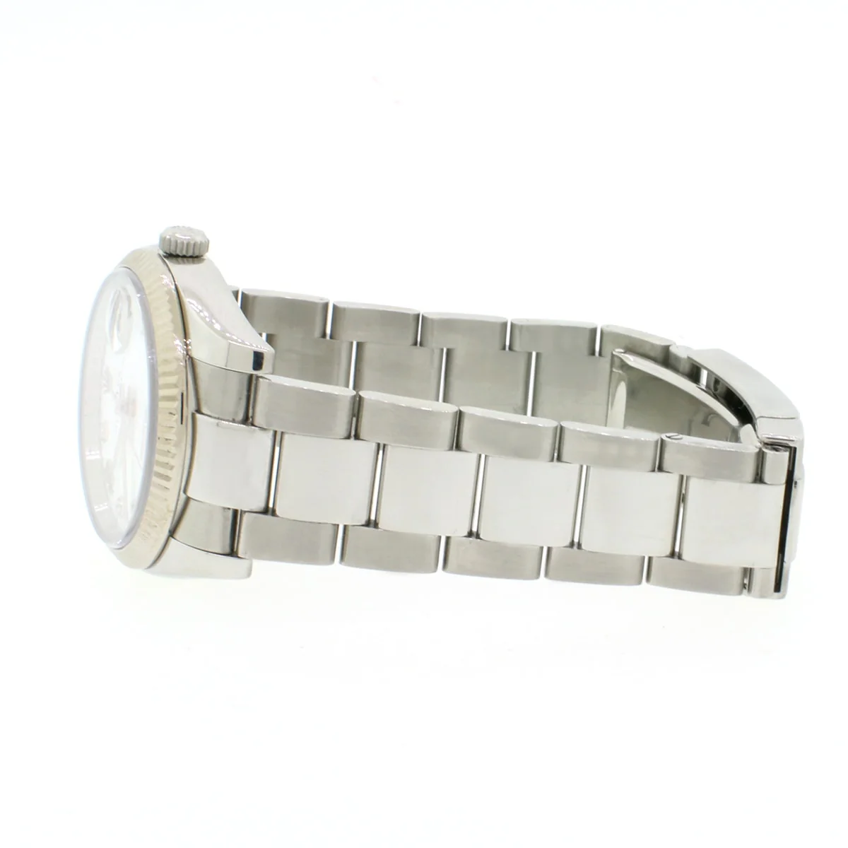 Rolex Oyster Perpetual Date 34mm Stainless with White gold Bezel Rolex White Diamond Dial Automatic Watch 115234 - Image 6