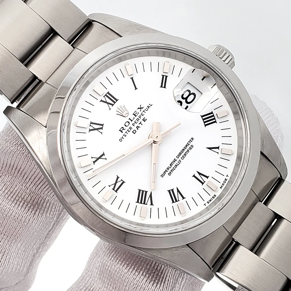 Rolex Oyster Perpetual Date 34mm Steel Smooth Bezel Watch 15200 - Image 2