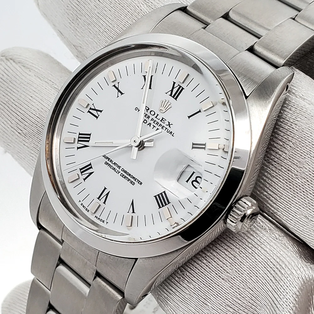 Rolex Oyster Perpetual Date 34mm White Roman Steel Oyster 15000 Watch Box Papers - Image 2