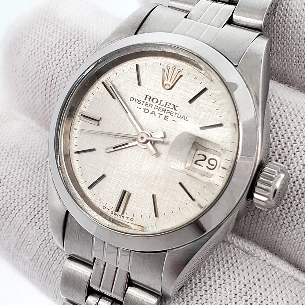 Rolex Oyster Perpetual Lady Date 26mm 6916 Silver Dial Steel Jubilee Watch - Image 2