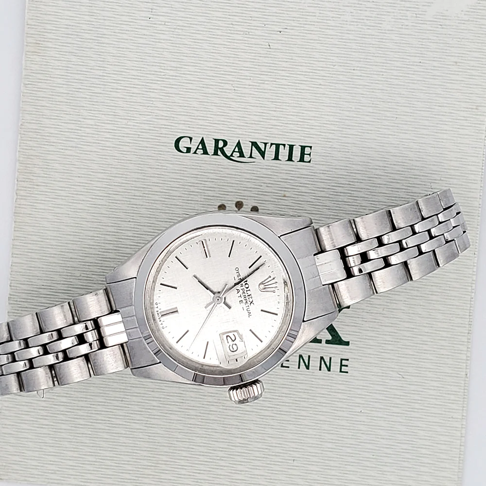 Rolex Oyster Perpetual Lady Date 26mm 6916 Silver Dial Steel Jubilee Watch - Image 3