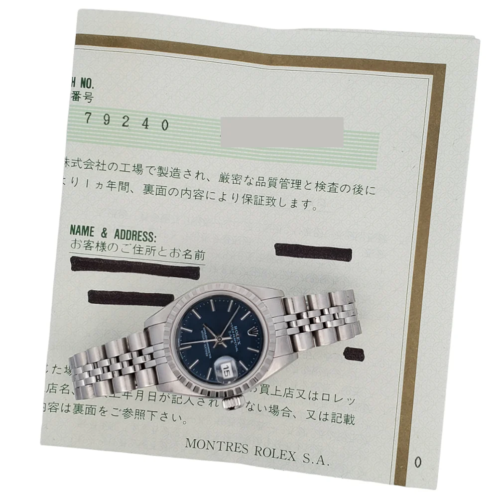 Rolex Oyster Perpetual Lady Date 26mm 79240 Blue Dial Stainless Steel Watch Box Papers - Image 4