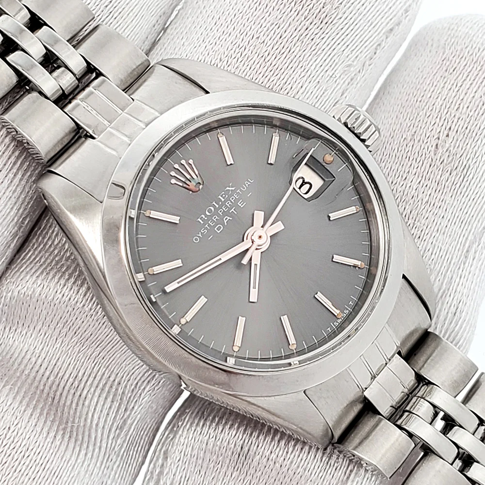 Certified Rolex Oyster Perpetual Lady Date 6916 Gray Index Dial Steel Jubilee 26mm Watch Service Card - Image 2