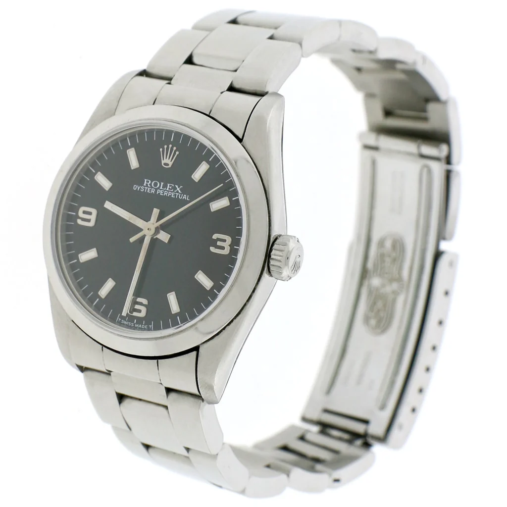 Rolex Oyster Perpetual Midsize Black Dial 31MM Automatic Stainless Steel Watch 67480 - Image 3