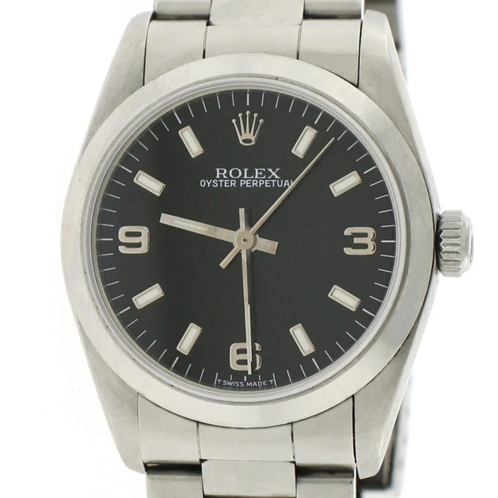 Rolex Oyster Perpetual Midsize Black Dial 31MM Automatic Stainless Steel Watch 67480 - Image 5