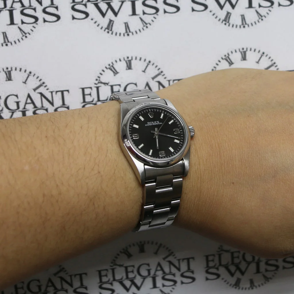 Rolex Oyster Perpetual Midsize Black Dial 31MM Automatic Stainless Steel Watch 67480 - Image 6