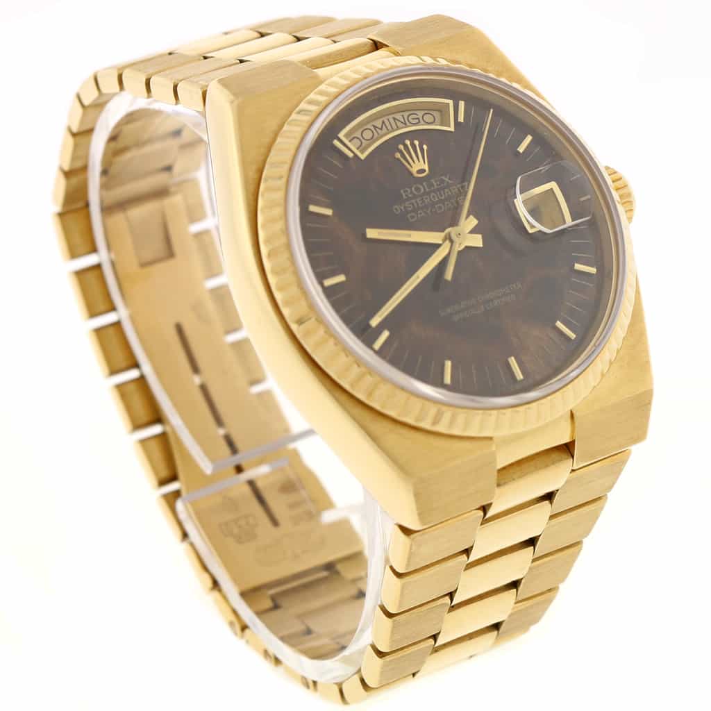 Rolex Oysterquartz President Day-Date 18K Yellow Gold Wood Dial 36MM Mens Watch 19018 - Image 2