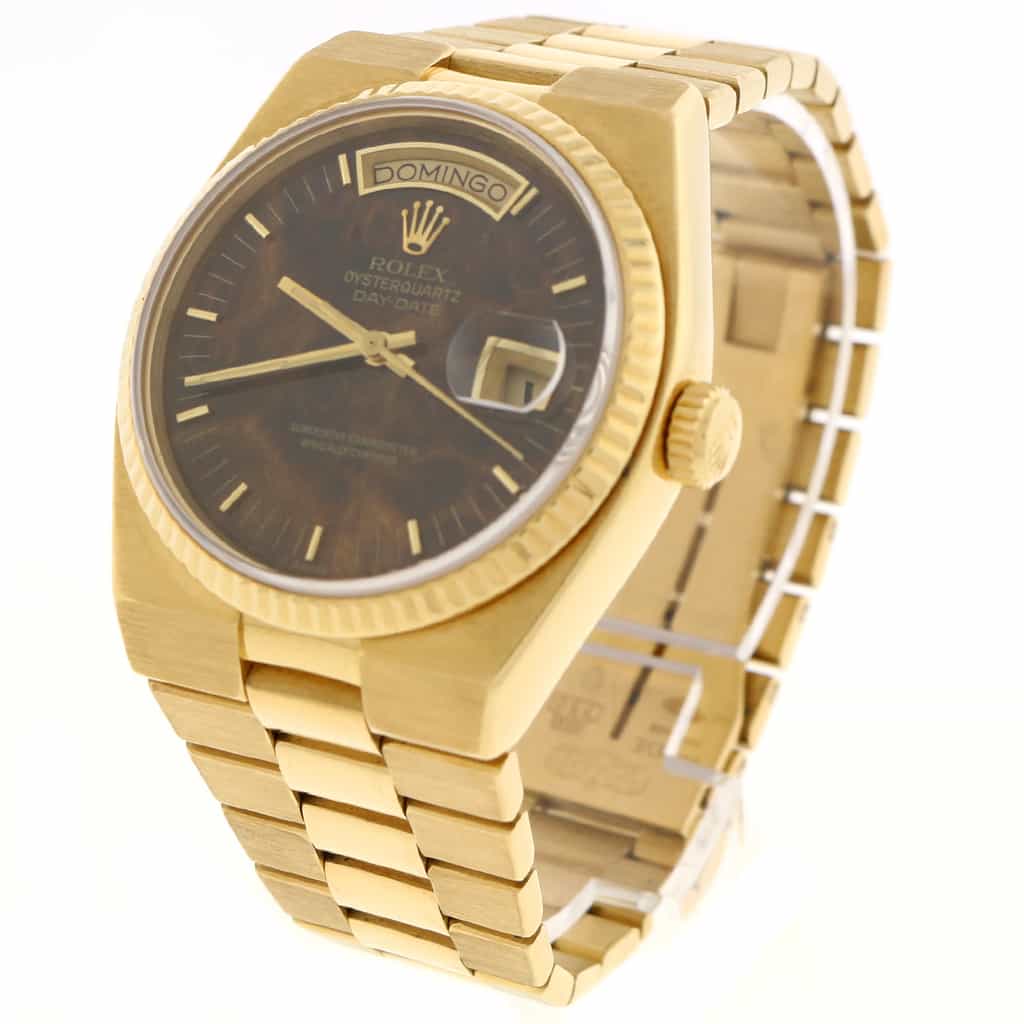 Rolex Oysterquartz President Day-Date 18K Yellow Gold Wood Dial 36MM Mens Watch 19018 - Image 3