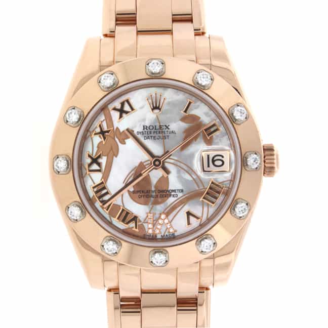 Rolex Pearlmaster 18K Everose Gold Original Diamond Bezel & Goldust Dream Dial 34MM Watch 81315