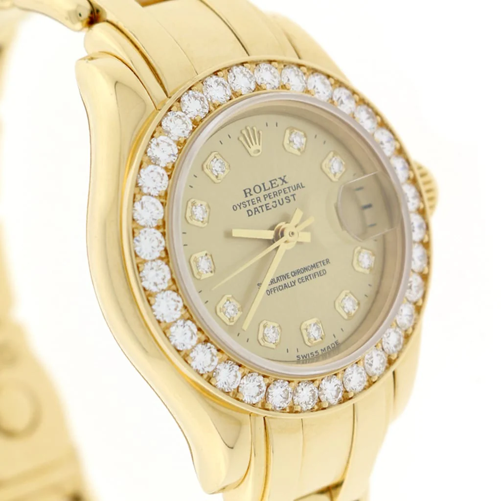 Rolex Pearlmaster Masterpiece Ladies Yellow Gold Original Diamond Dial & 32 Diamond Bezel 29MM Automatic Watch 69298 - Image 6