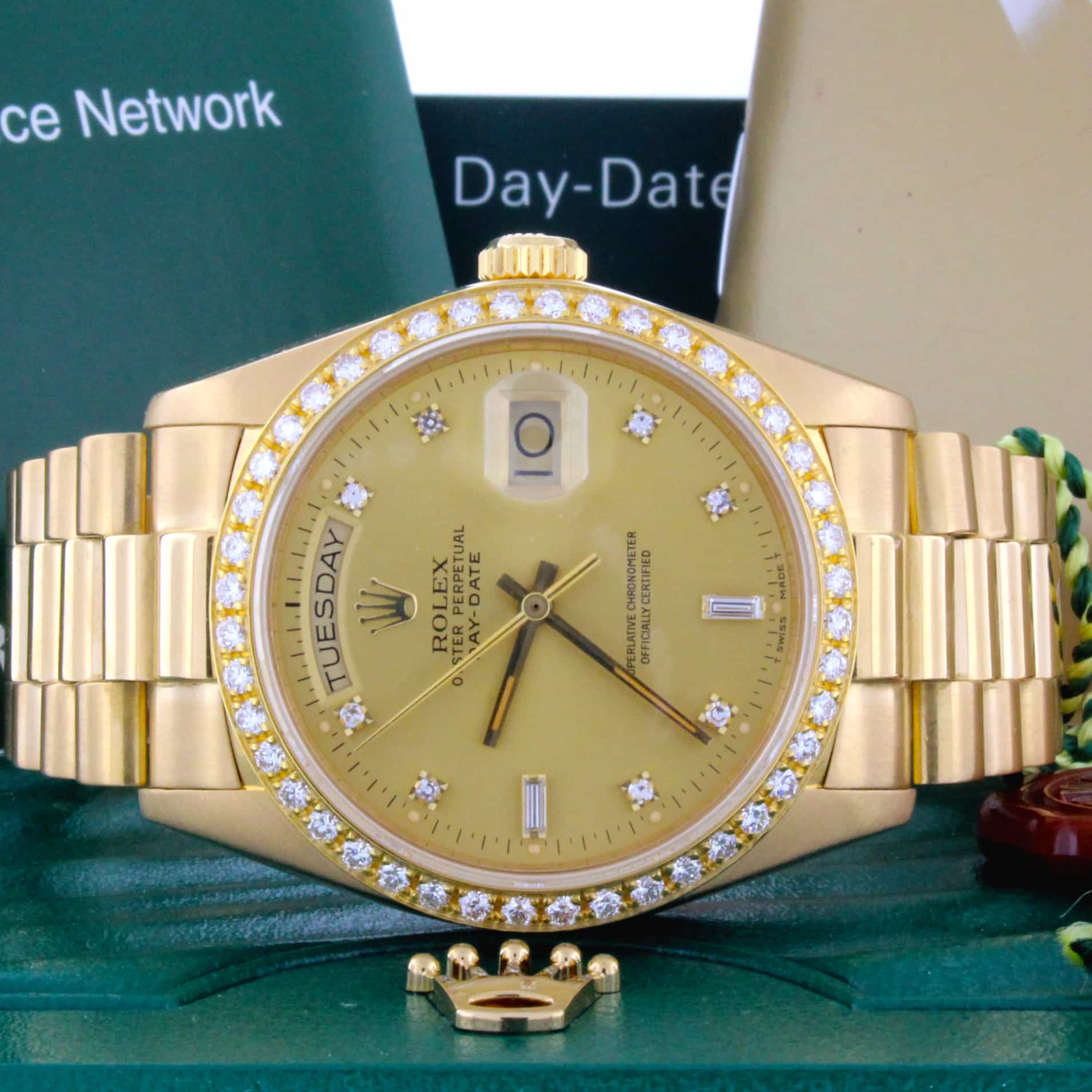 Rolex President 18K Yellow Gold Diamond Dial & Bezel 36MM Mens Watch 18048 - Image 2