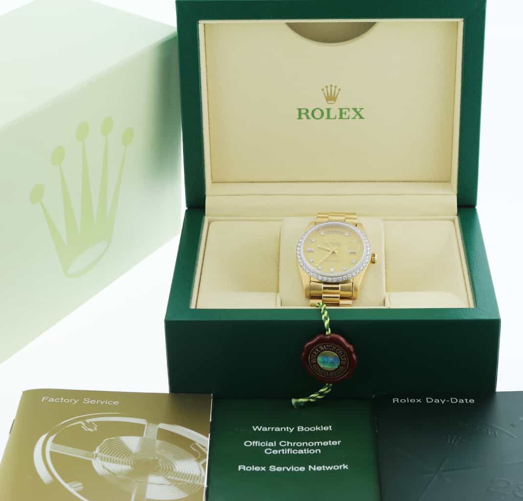 Rolex President 18K Yellow Gold Factory Diamond Bezel & Dial 36MM Watch 18048 - Image 3