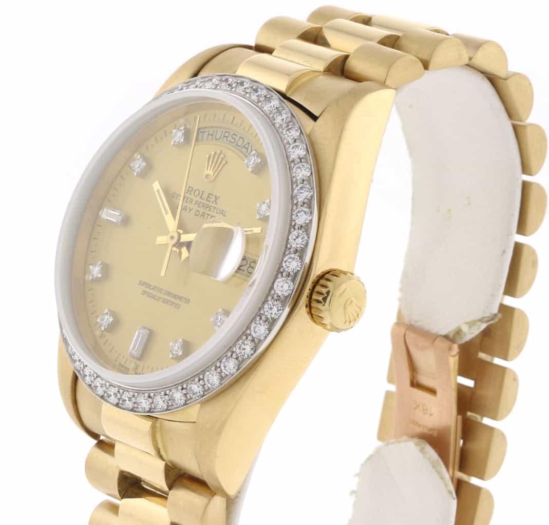 Rolex President 18K Yellow Gold Factory Diamond Bezel & Dial 36MM Watch 18048 - Image 5