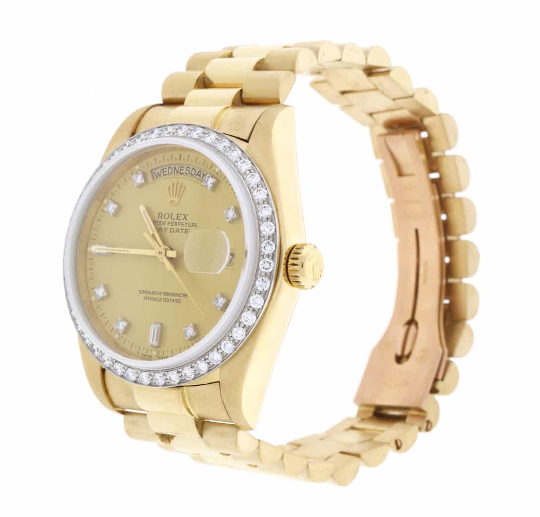 Rolex President 18K Yellow Gold Factory Diamond Bezel & Dial 36MM Watch 18048 - Image 8