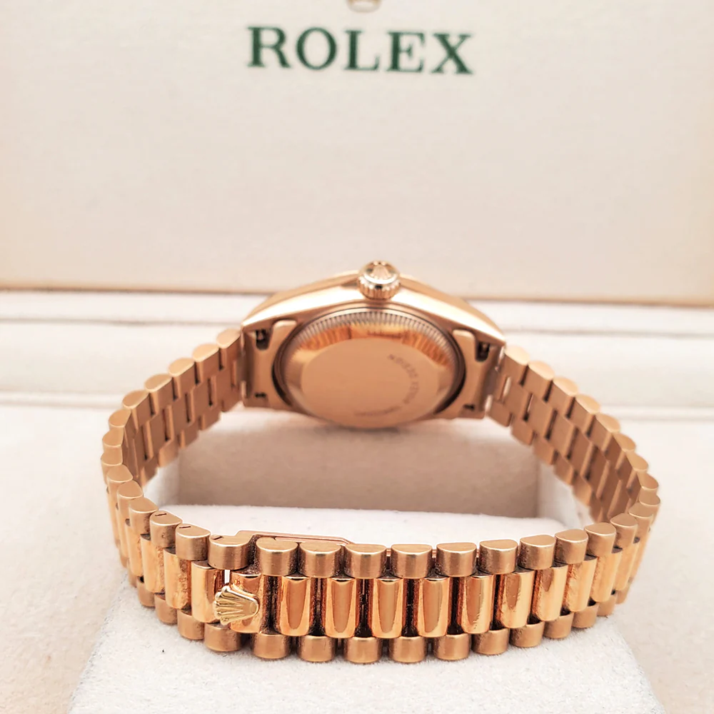 Rolex President 26mm Champagne Index Dial Yellow Gold Fluted Watch 69178 Box Papers - Image 5