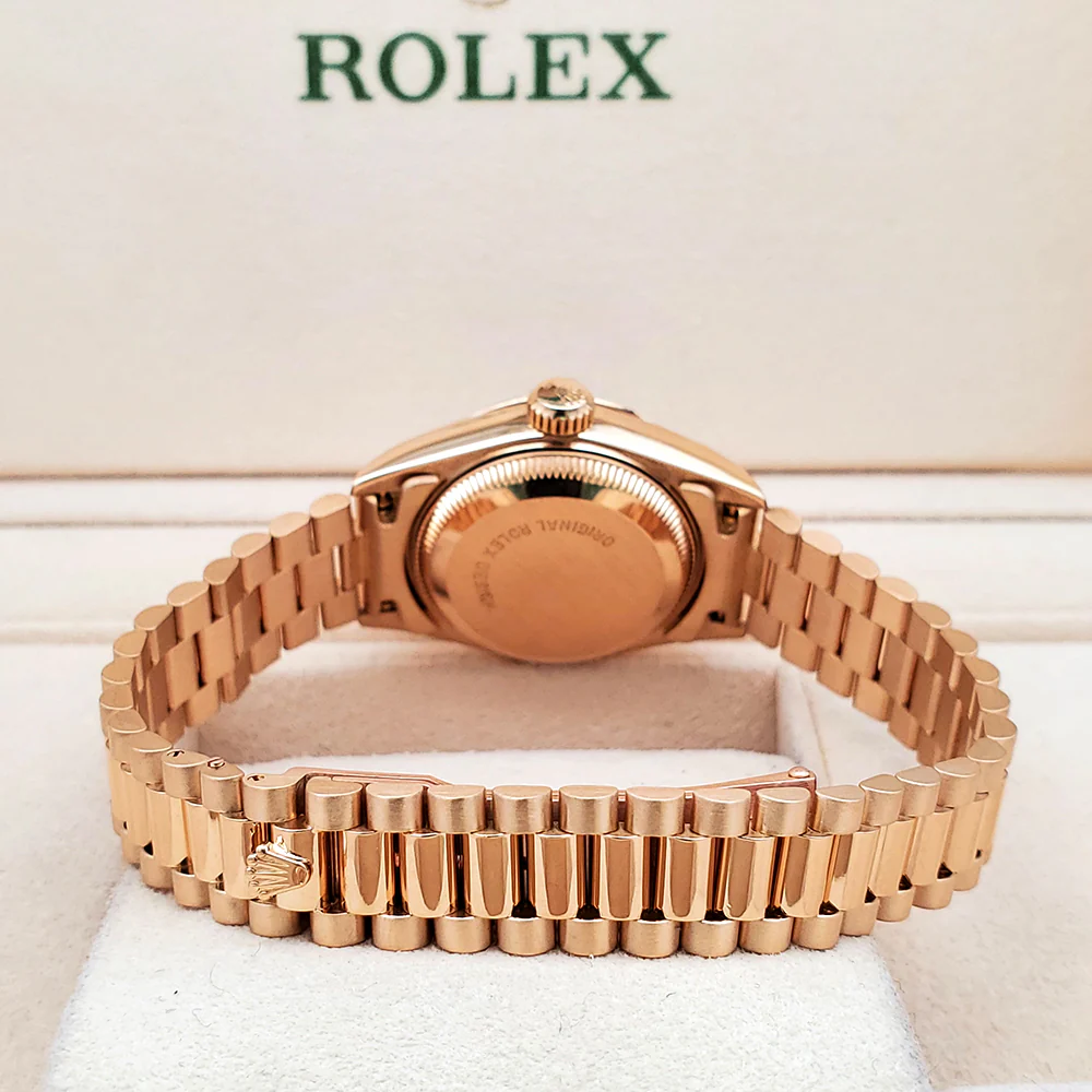 Rolex President 26mm Champagne Tapestry Dial Yellow Gold Watch 69178 Box Papers - Image 5