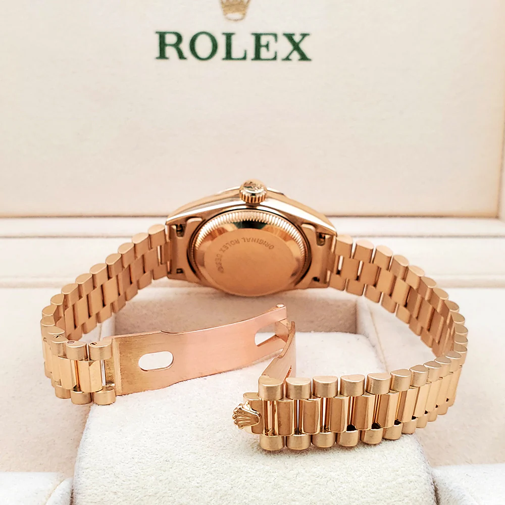 Rolex President 26mm Champagne Tapestry Dial Yellow Gold Watch 69178 Box Papers - Image 6