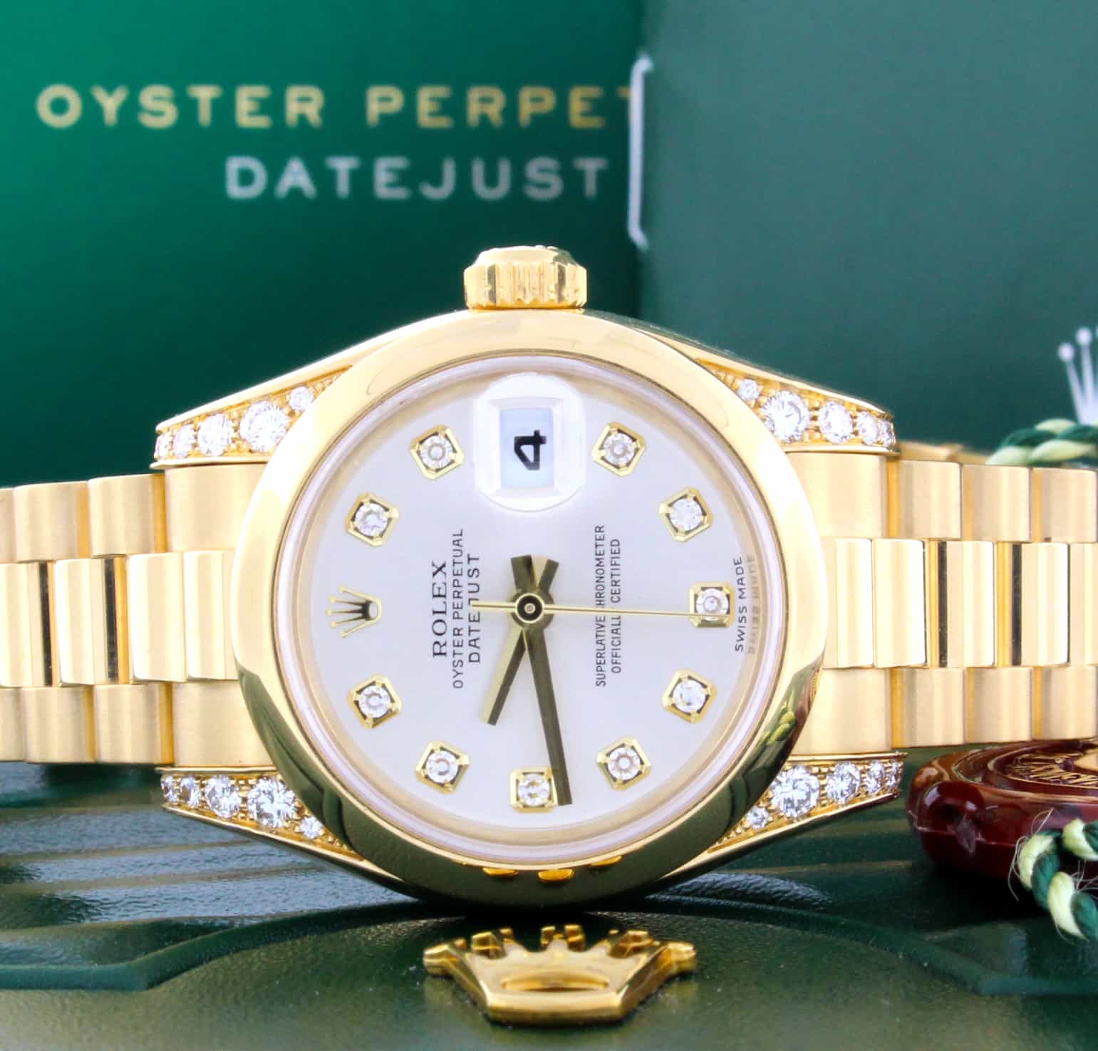 Rolex President Crown Collection Original Diamond Dial & Lugs 26MM Gold Watch 179298 - Image 2