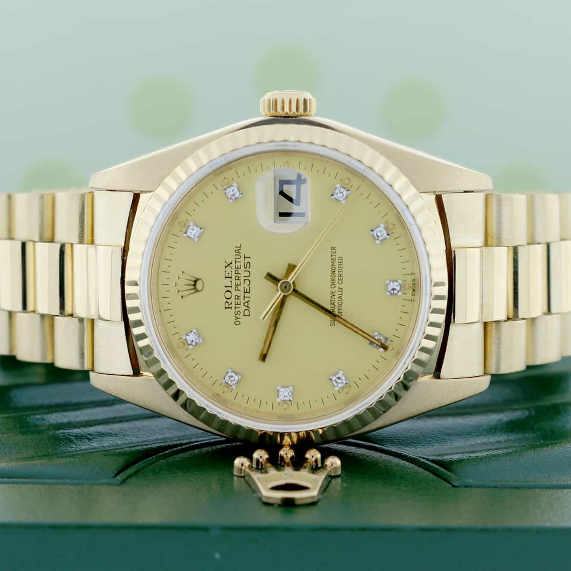 Rolex President Datejust 18K Yellow Gold Original Diamond Dial Automatic Mens Watch 16018 - Image 2