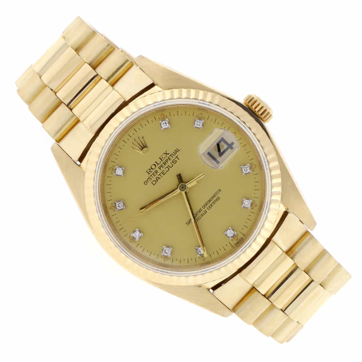 Rolex President Datejust 18K Yellow Gold Original Diamond Dial Automatic Mens Watch 16018 - Image 4