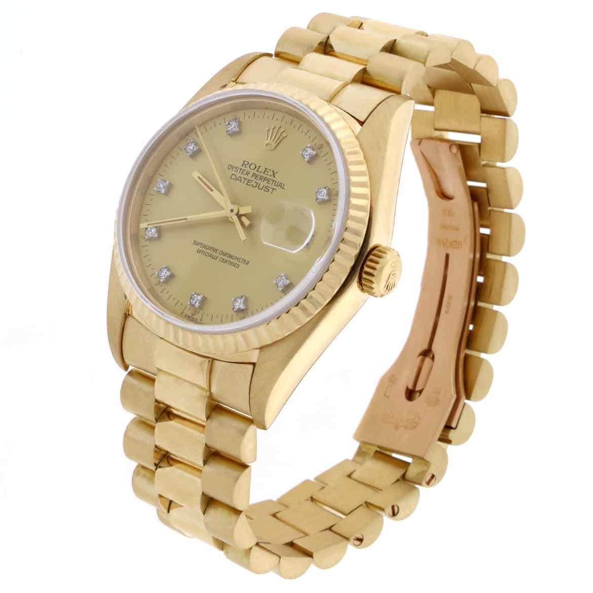 Rolex President Datejust 18K Yellow Gold Original Diamond Dial Automatic Mens Watch 16018 - Image 5