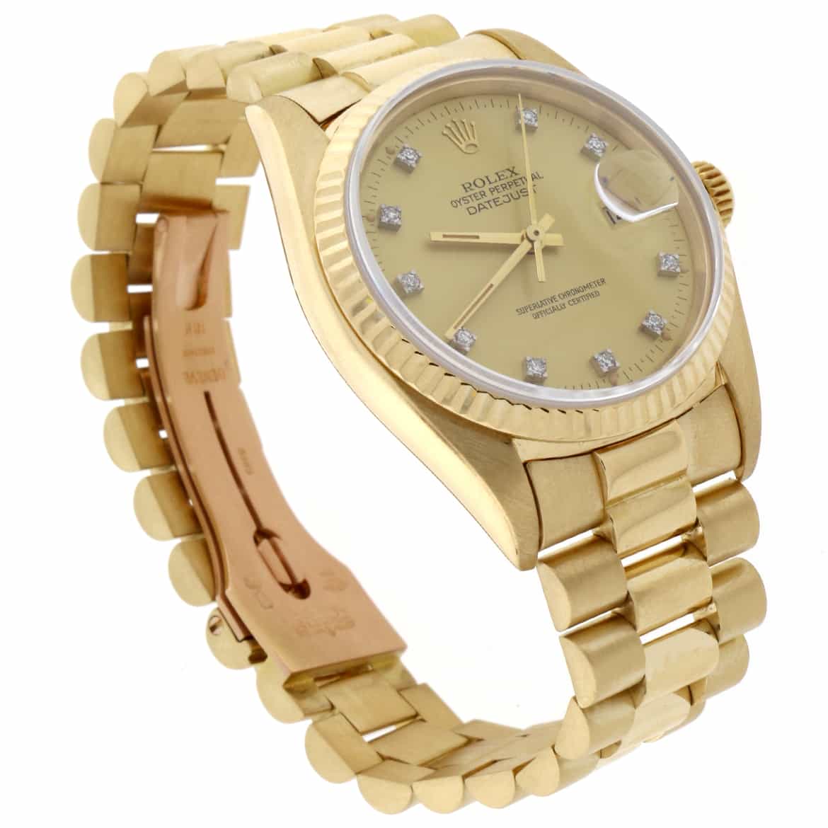 Rolex President Datejust 18K Yellow Gold Original Diamond Dial Automatic Mens Watch 16018 - Image 6